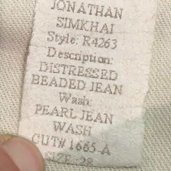 Pearl Beaded Jonathan Simkhai Light Blue Distressed Jeans - Picture 6 of 8